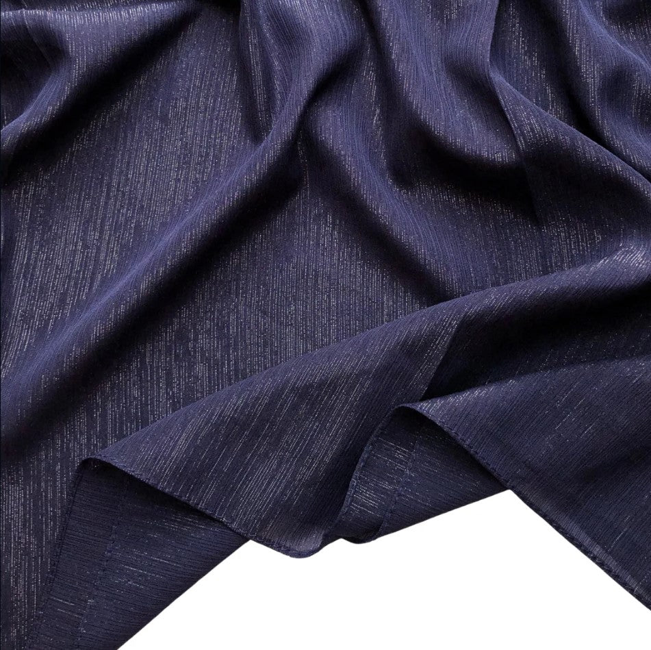 Sparkling Crinkle Shiffon - Navy Blue