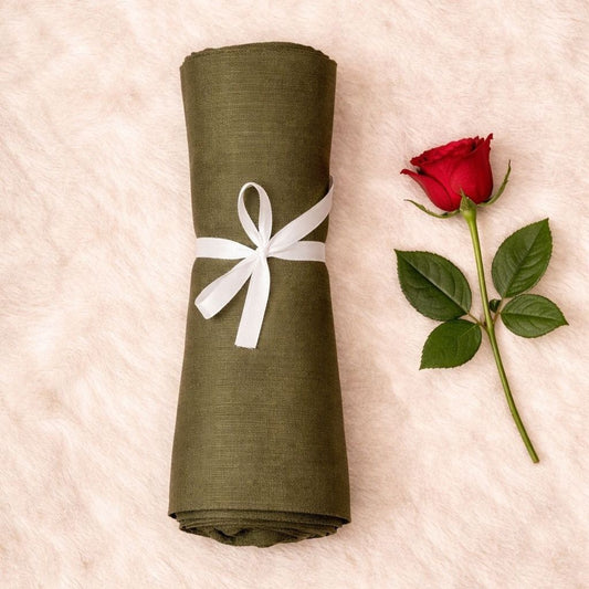 Luxe Shimmer Crinkle Chiffon Hijab - Olive Green