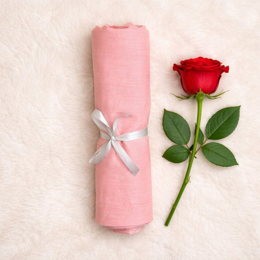 Luxe Shimmer Crinkle Chiffon Hijab - Rose Peach