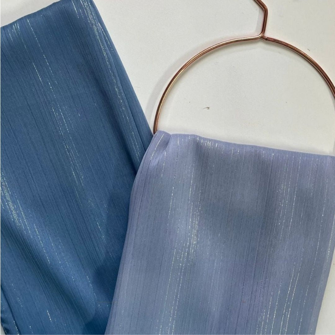 Sparkling Crinkle Chiffon - Slate And Navy Blue