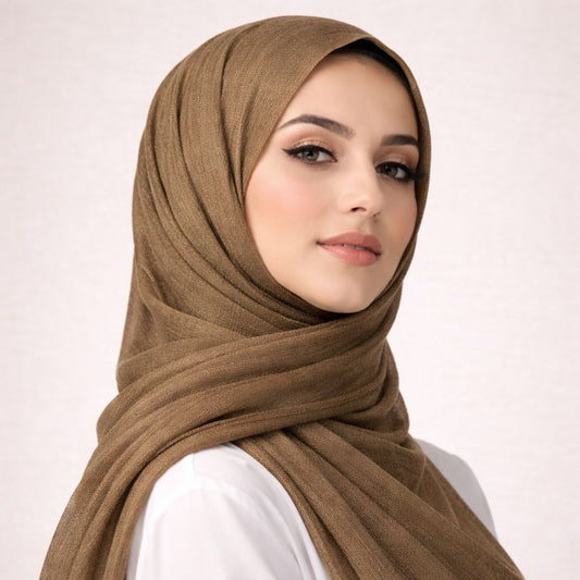 Luxe Shimmer Crinkle Chiffon Hijab - Bronze