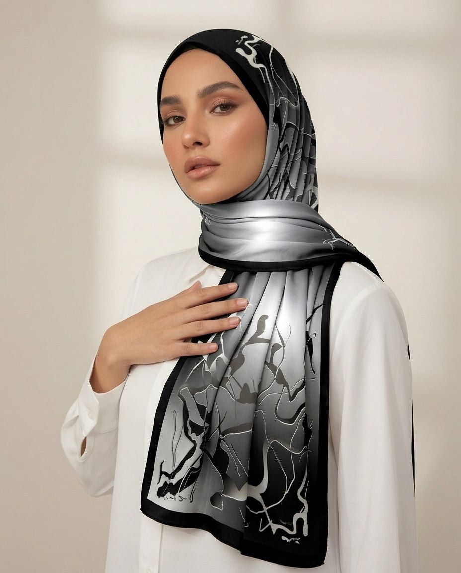 Printed Korean Chiffon Hijabs - Carbon Luxe