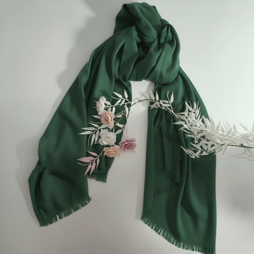 Turkish Lawn XL Hijab  - Dark Green