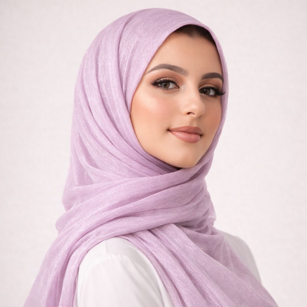 Luxe Shimmer Crinkle Chiffon Hijab - Dusty Mauve