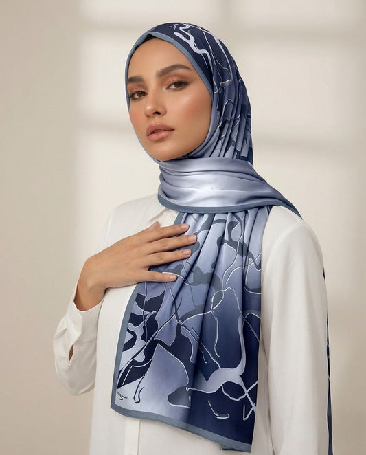 Printed Korean Chiffon Hijabs - Iris Print