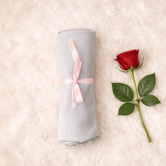 Luxe Shimmer Crinkle Chiffon Hijab - Light Grey