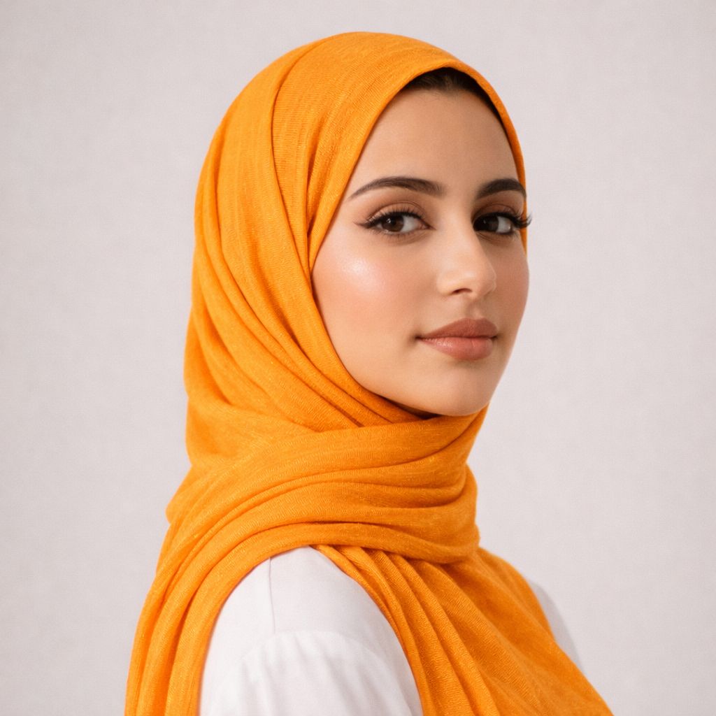 Luxe Shimmer Crinkle Chiffon Hijab - Marigold