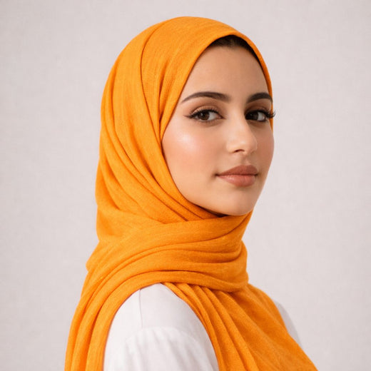 Luxe Shimmer Crinkle Chiffon Hijab - Marigold