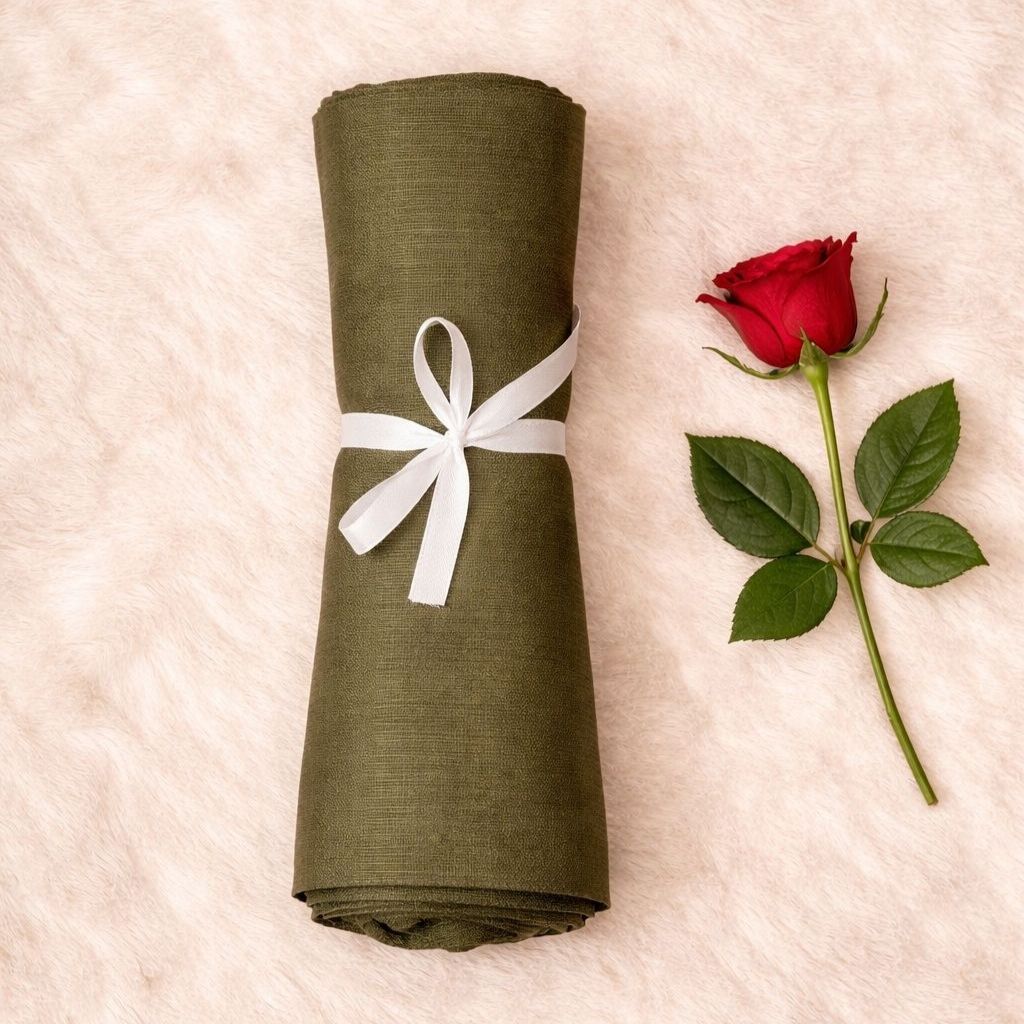 Luxe Shimmer Crinkle Chiffon Hijab - Olive Green
