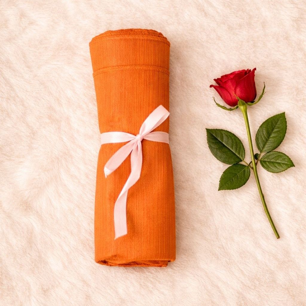 Luxe Shimmer Crinkle Chiffon Hijab - Orange