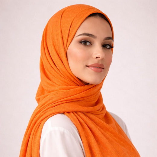 Luxe Shimmer Crinkle Chiffon Hijab - Orange