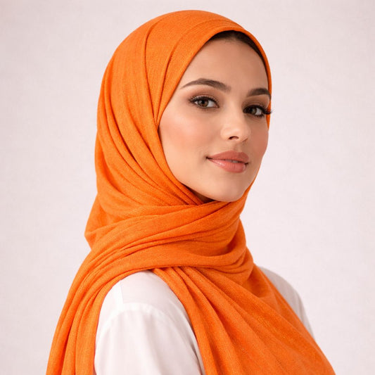 Luxe Shimmer Crinkle Chiffon Hijab - Orange