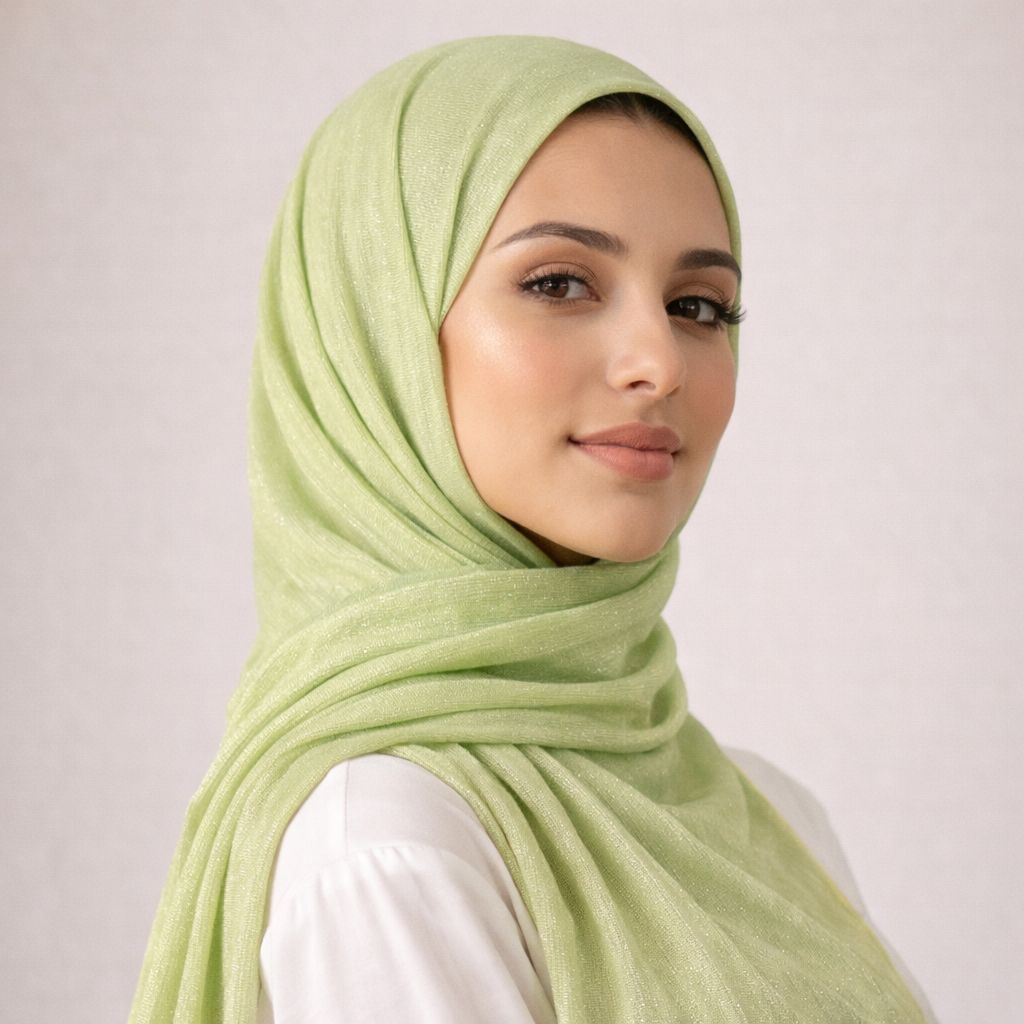 Luxe Shimmer Crinkle Chiffon Hijab - Parrot Green