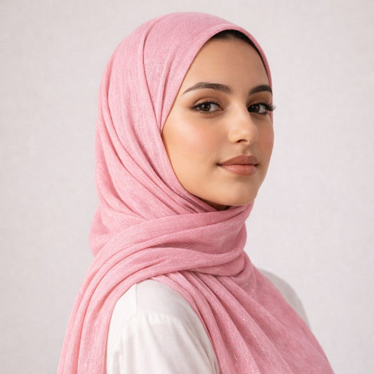 Luxe Shimmer Crinkle Chiffon Hijab - Powder Pink