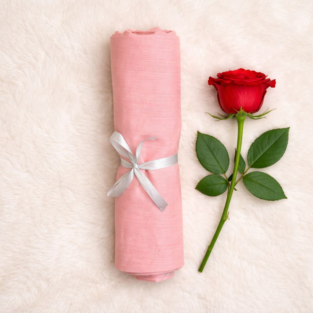 Luxe Shimmer Crinkle Chiffon Hijab - Rose Peach