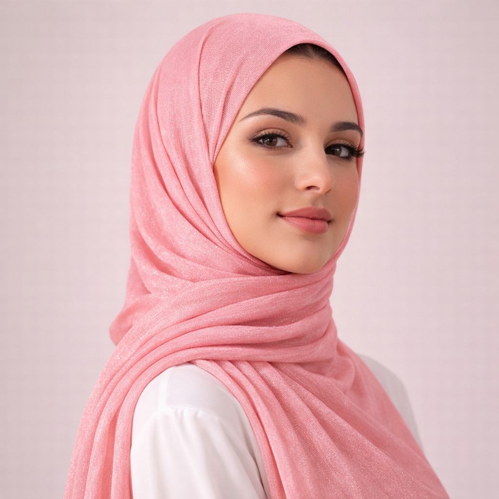 Luxe Shimmer Crinkle Chiffon Hijab - Rose Peach
