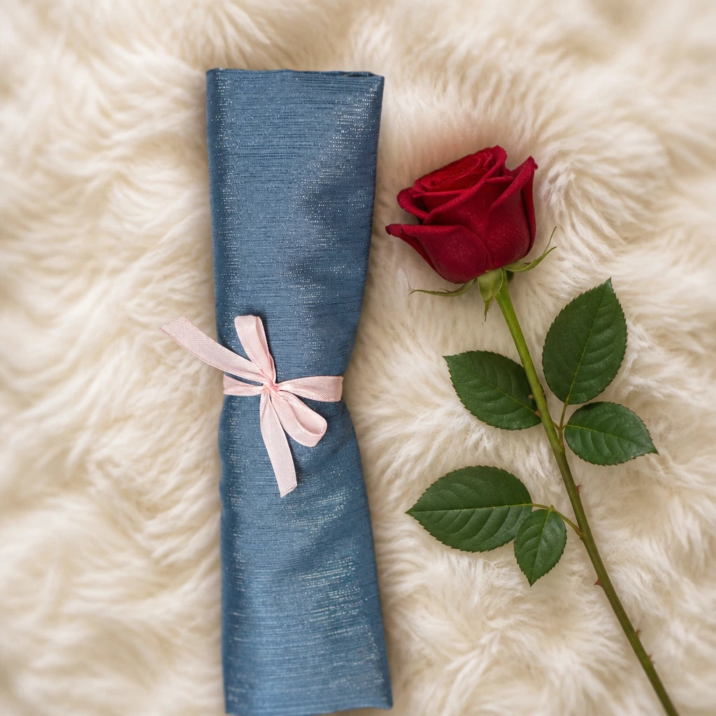 Luxe Shimmer Crinkle Chiffon Hijab - Royal Denim
