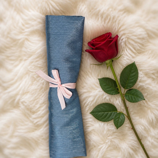 Luxe Shimmer Crinkle Chiffon Hijab - Royal Denim