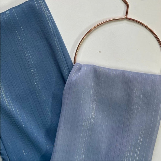 Sparkling Crinkle Chiffon - Slate And Navy Blue
