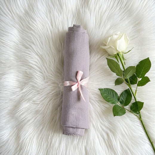 Luxe Shimmer Crinkle Chiffon Hijab - Stone Grey
