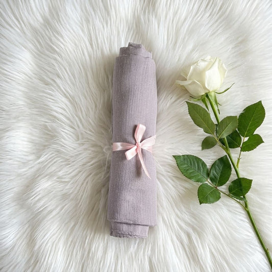 Luxe Shimmer Crinkle Chiffon Hijab - Stone Grey