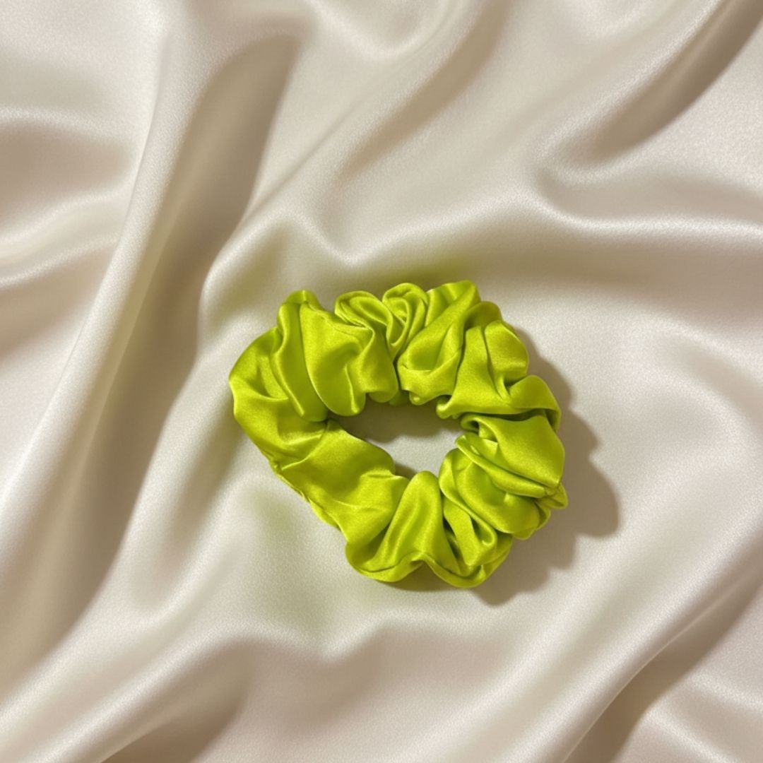 Silk Scrunchies -  Parrot Green