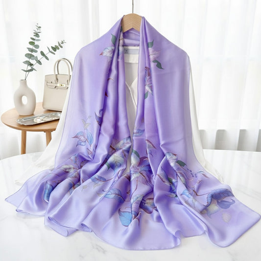 Luxury Printed Silk Scarves - Purple Haze