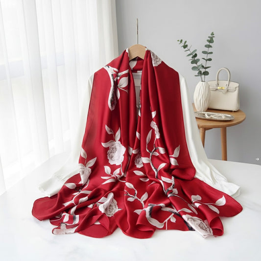 Luxury Printed Silk Scarves - Persian Red