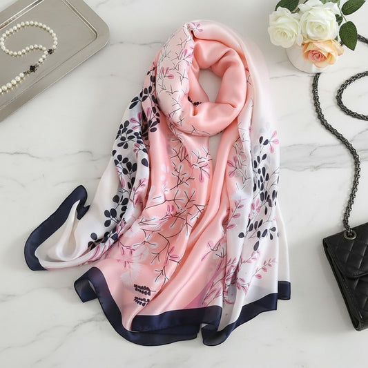 Luxury Printed Silk Scarves - Pastel Pink