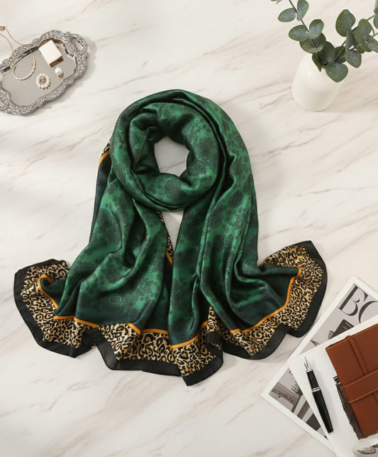 Luxury Printed Silk Scarves - Emerald Green