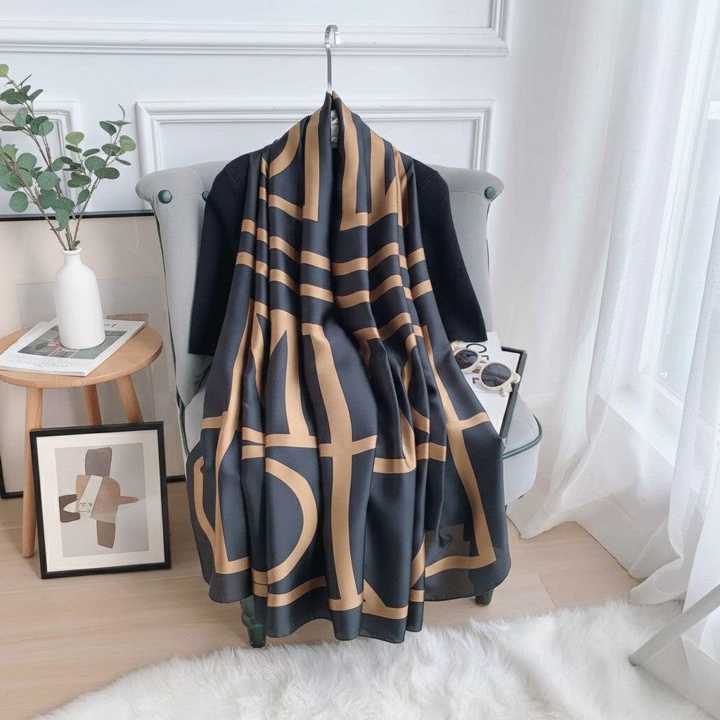 Luxury Printed Silk Scarves - River Bed