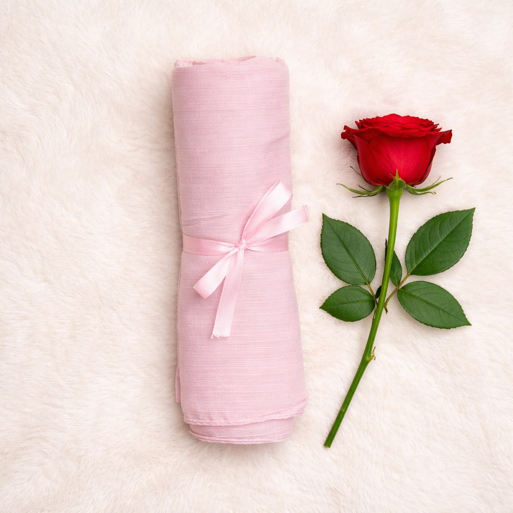 Luxe Shimmer Crinkle Chiffon Hijab -Baby Pink