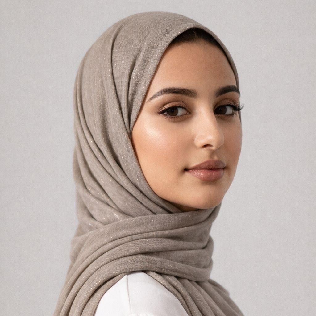 Luxe Shimmer Crinkle Chiffon Hijab - Light Brown