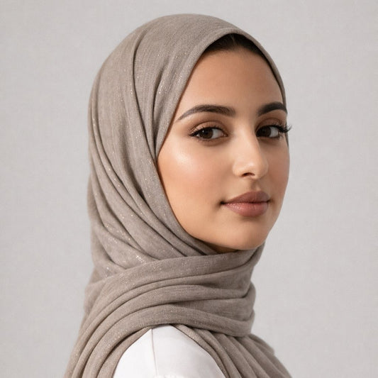 Luxe Shimmer Crinkle Chiffon Hijab - Light Brown
