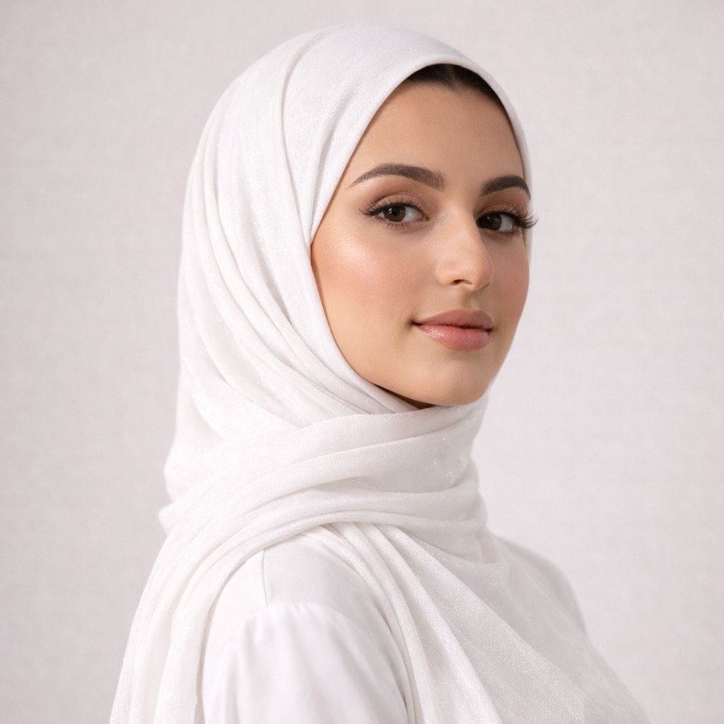 Luxe Shimmer Crinkle Chiffon Hijab  - Pearl White
